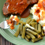 Crock Pot Meatloaf made with Campbells tomatoe soup and mashed potatoes