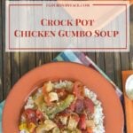 Crock Pot Slow Cooker Chicken Gumbo Soup recipe via flouronmyface.com
