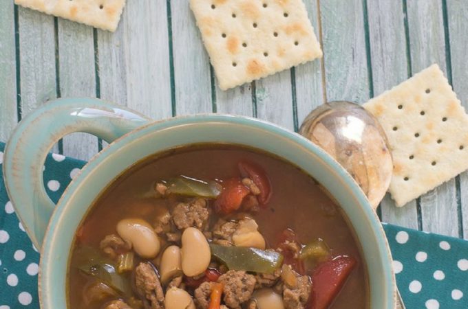 Crock Pot Hamburger Soup is a delicious and satisfying dinner on a cold winter day via flouronmyface.com
