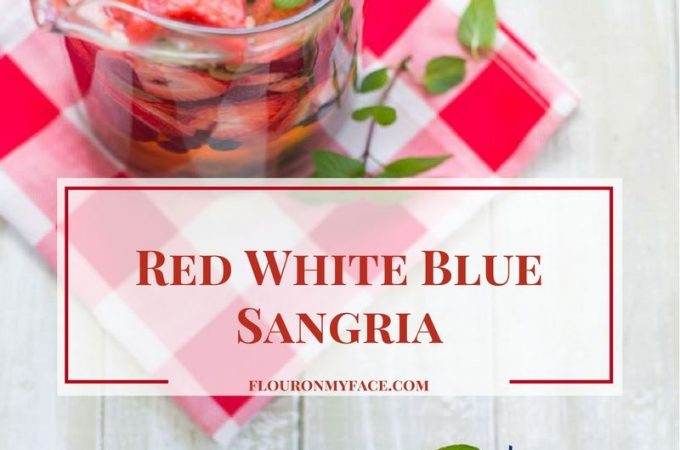 This Red WHite Blue Sangria recipe is the perfect patriotic 4th of July cocktail you can serve the adults at your summer barbecue. via flouronmyface.com