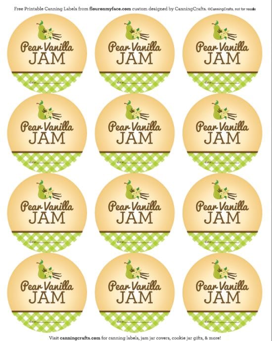 Preview image of Printable Pear Vanilla Jam canning labels