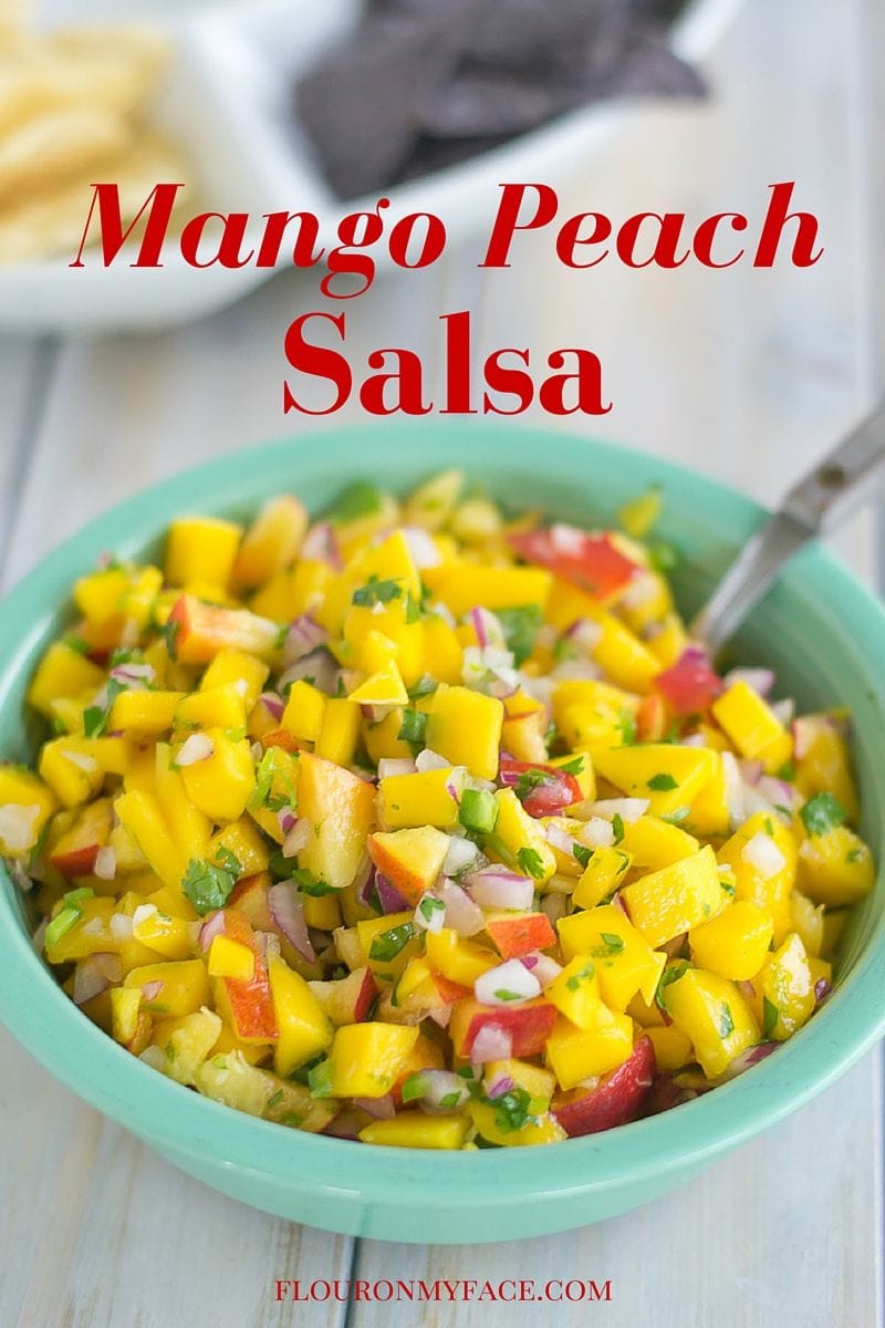 Mango Peach Salsa Recipe made with fresh Florida Mangoes via flouronmyface.com