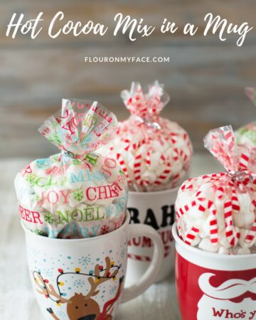 Homemade Christmas Gifts Peppermint Hot Cocoa Mix in a Mug recipe and instructions