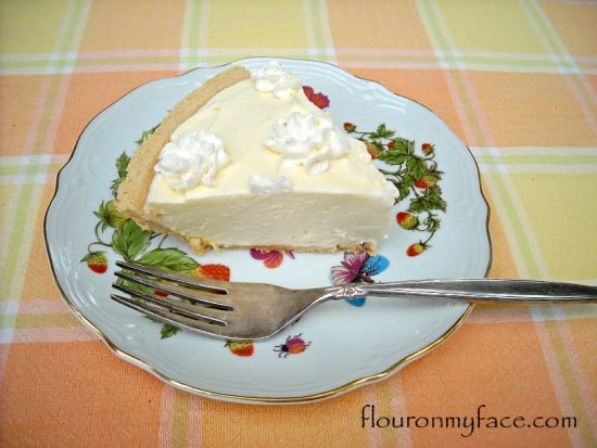 Slice of No-Bake Orange Curd Pie via flouronmyface.com