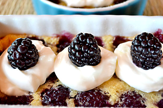 Blackberry Clafoutis with a Creme Fraiche whipped topping