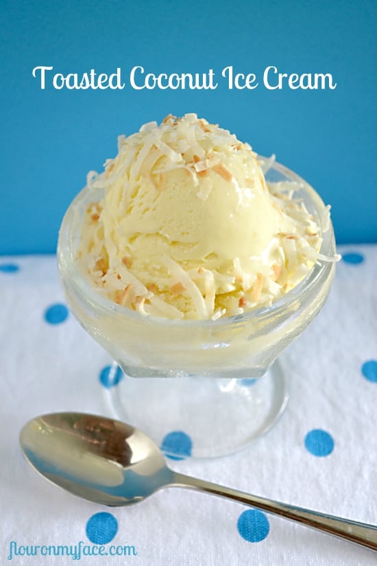 Homemade Toasted Coconut Ice Cream  in an ice cream bowl.