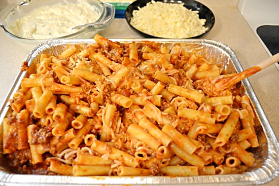  Baked Ziti stir in the cheese