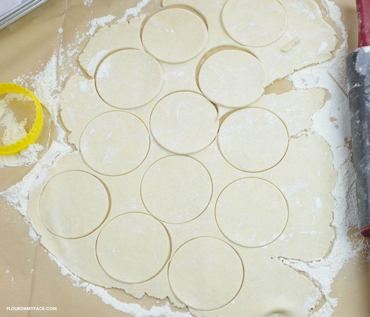 Pastry dough rolled out and cut into 4 inch circles.