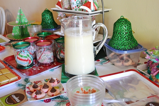Pitcher of homemade eggnog on a holiday tables