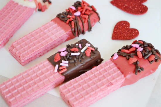 Pink Wafer Cookies with Sprinkles