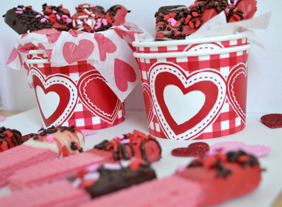 Valentine’s Day treats in cups.