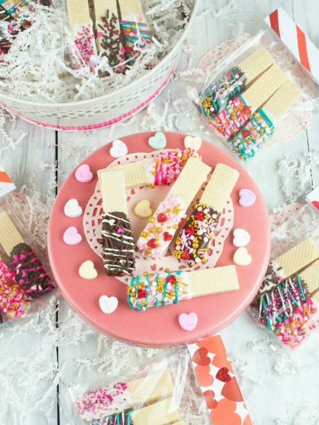 Valentines Day Chocolate Dipped Wafer Cookies
