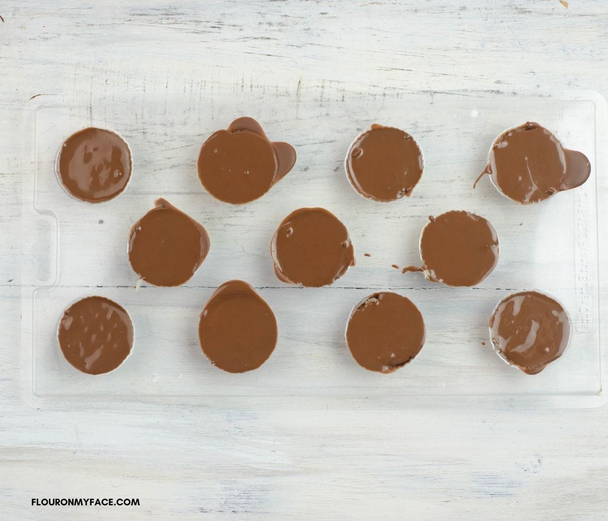 Image showing the filled candy mold before the chocolate has hardened.