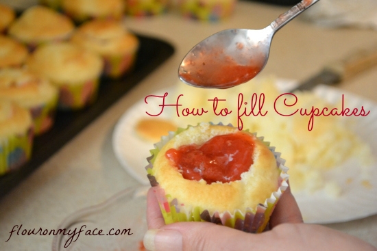 How to fill cupcakes with a homemade strawberry sauce filling.