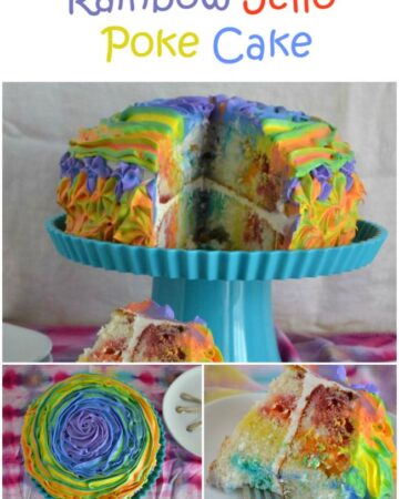 Go wild with a Rainbow Jello Poke Cake via flouronmyface.com. Perfect for any Rainbow themed party.