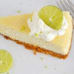a single slice of homemade Key Lime Cheesecake