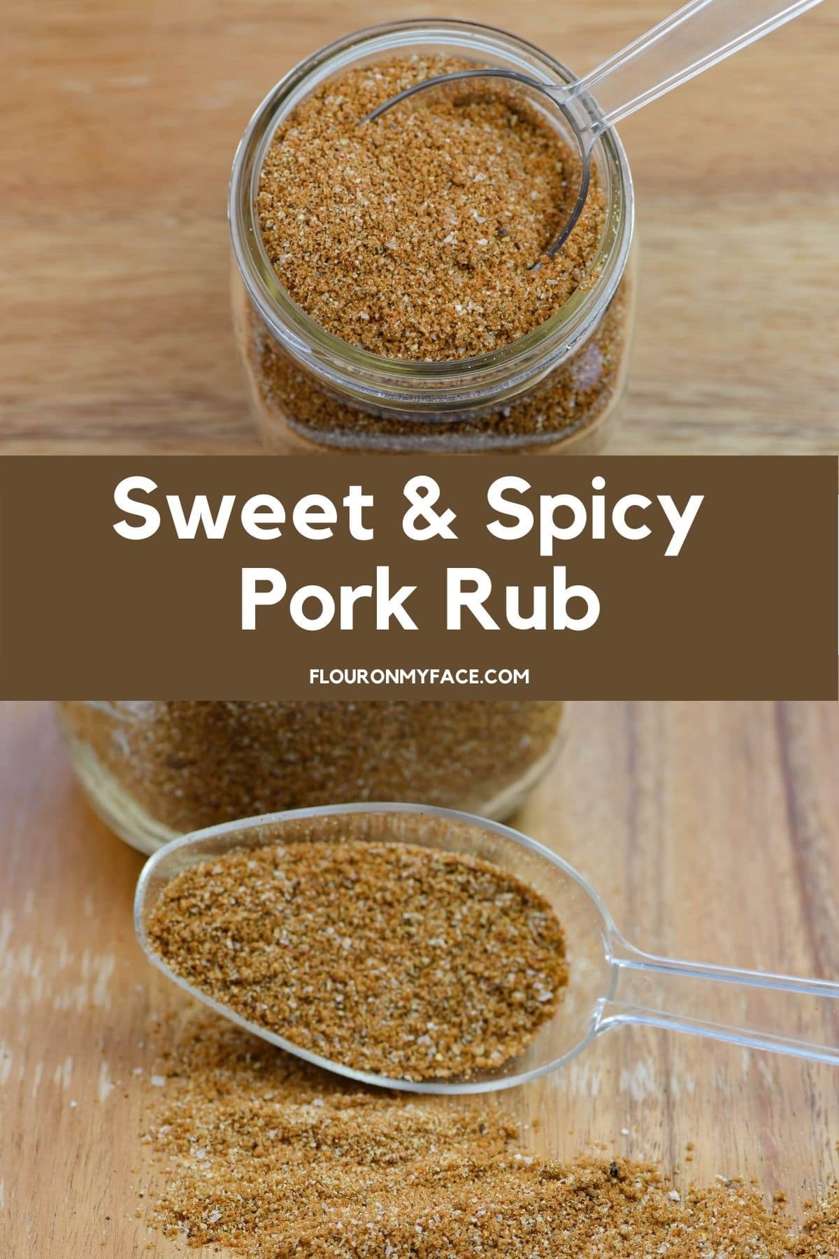 Pork Rub in a jar with a scoop.