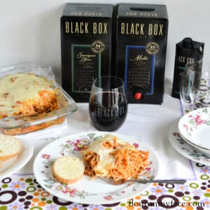 black box wine, spaghetti dinner, red wine,