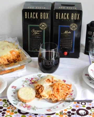 black box wine, spaghetti dinner, red wine,