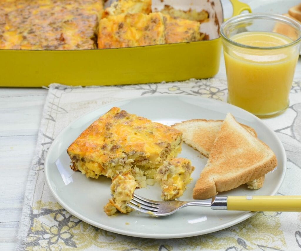 Cheesy Sausage Velveeta Breakfast Casserole