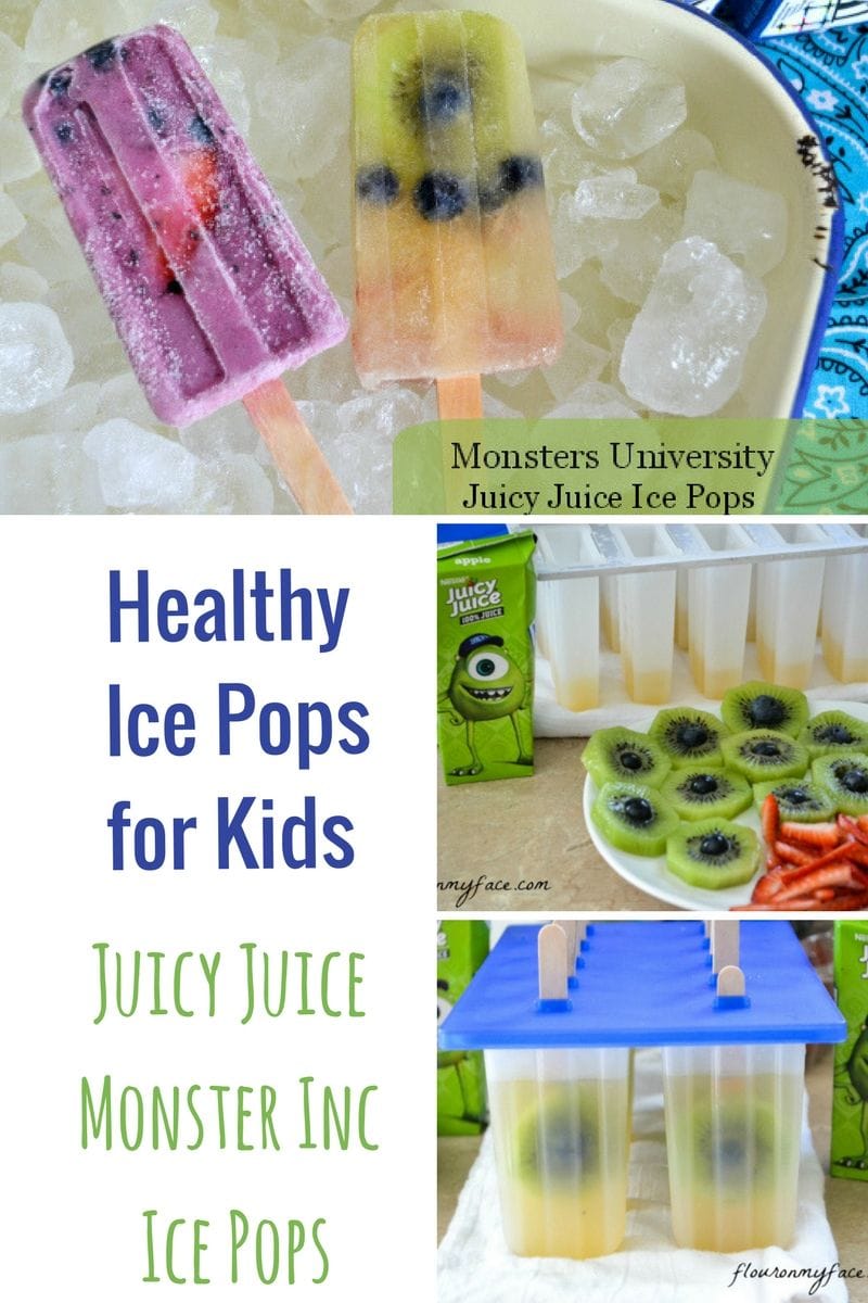 Healthy Ice Pops For the Kids Juicy Juice Monster Inc Ice Pops made with real fruit juice and fresh fruit and berries. 