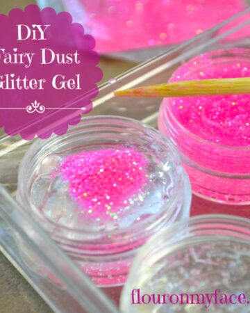 DIY Fairy Dust Glitter Gel recipe to make the fairies sparkle during a Fairy Birthday Party or Fairy themed tea party via flouronmyface.com
