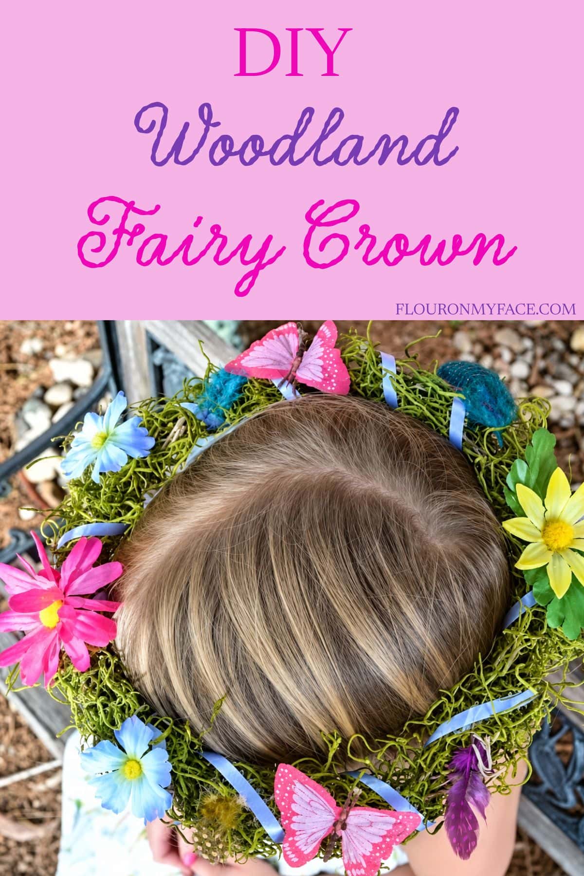 Vertical Pinterest image of homemade fairy crowns.
