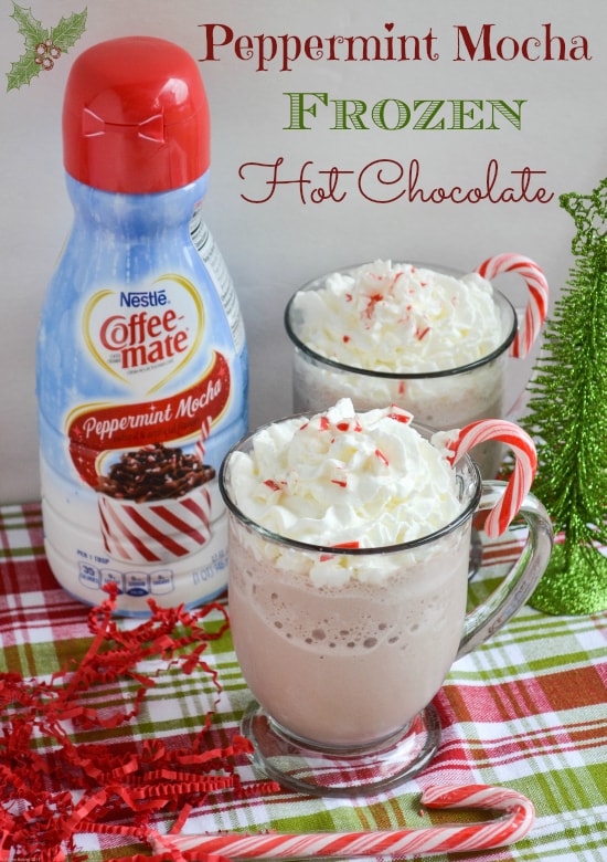 Peppermint Mocha Frozen Hot Chocolate via flouronmyface.com