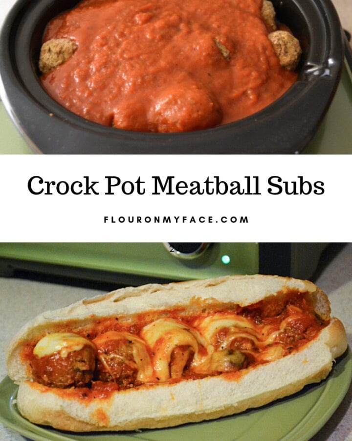 Crock Pot Meatball Sub Sandwiches on a plate
