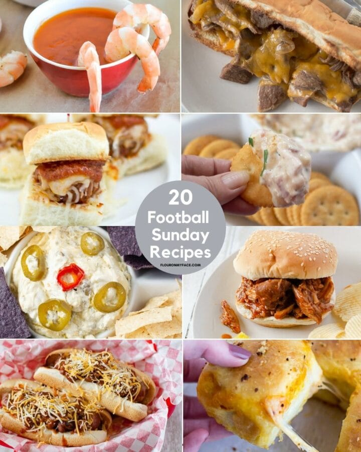 Collage preview of 20 recipes for football Sunday.