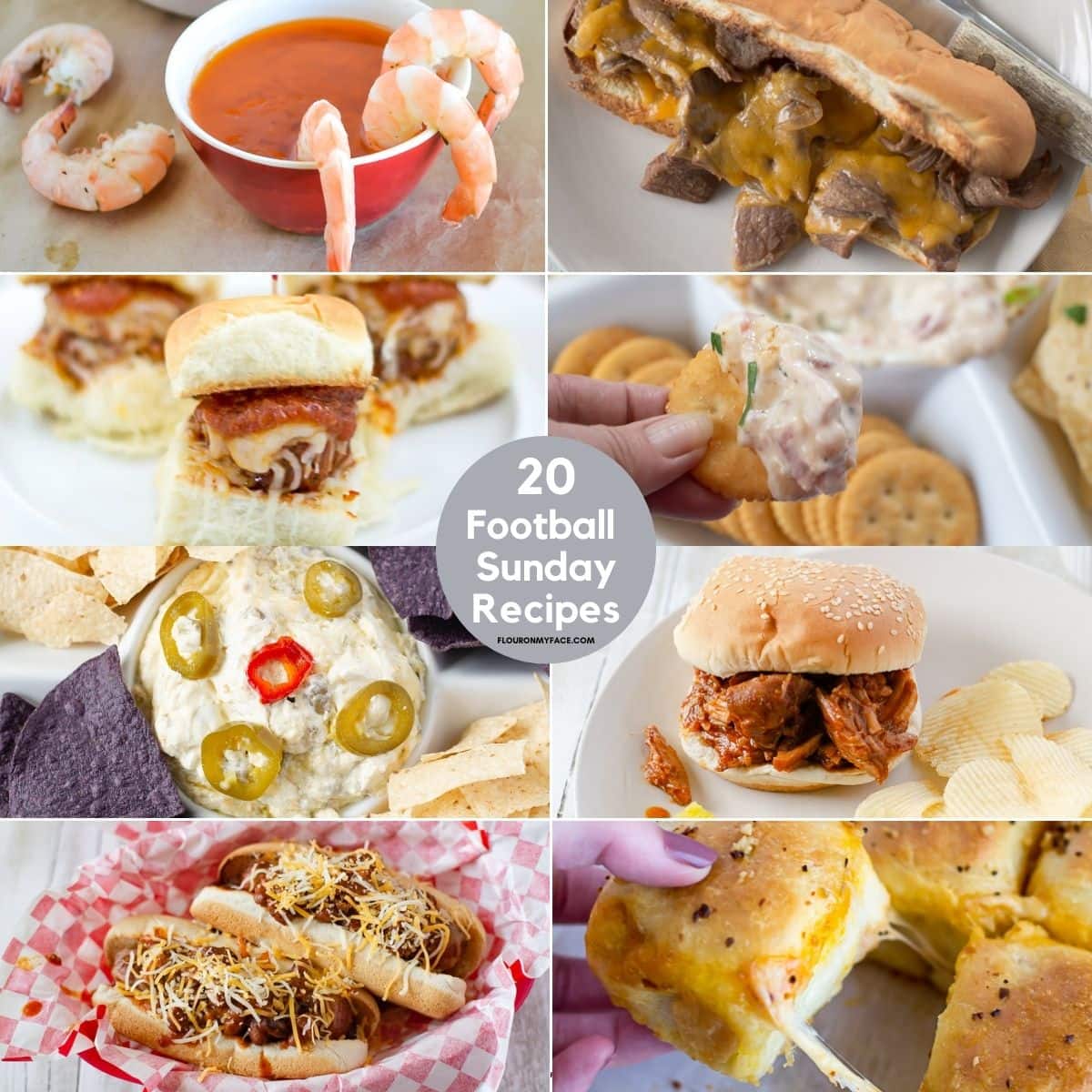 Collage preview of 20 recipes for football Sunday.