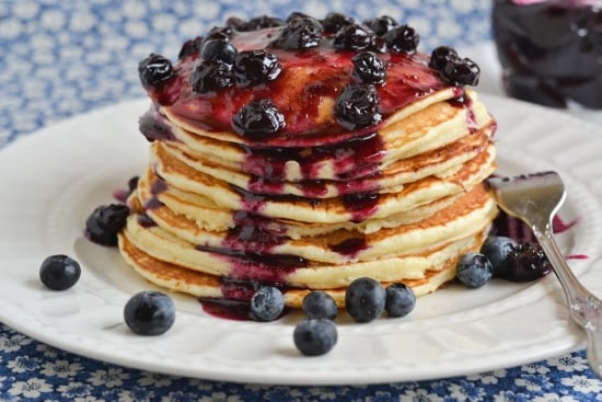 Buttermilk Pancakes with Homemade Blueberry Syrup