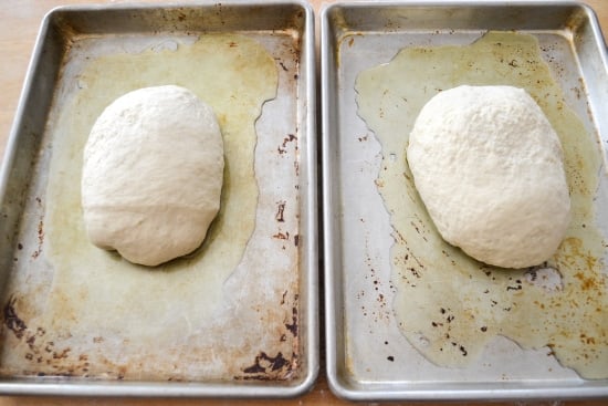 divided focaccia dough, second rise, focaccia dough, baking focaccia, homemade focaccia
