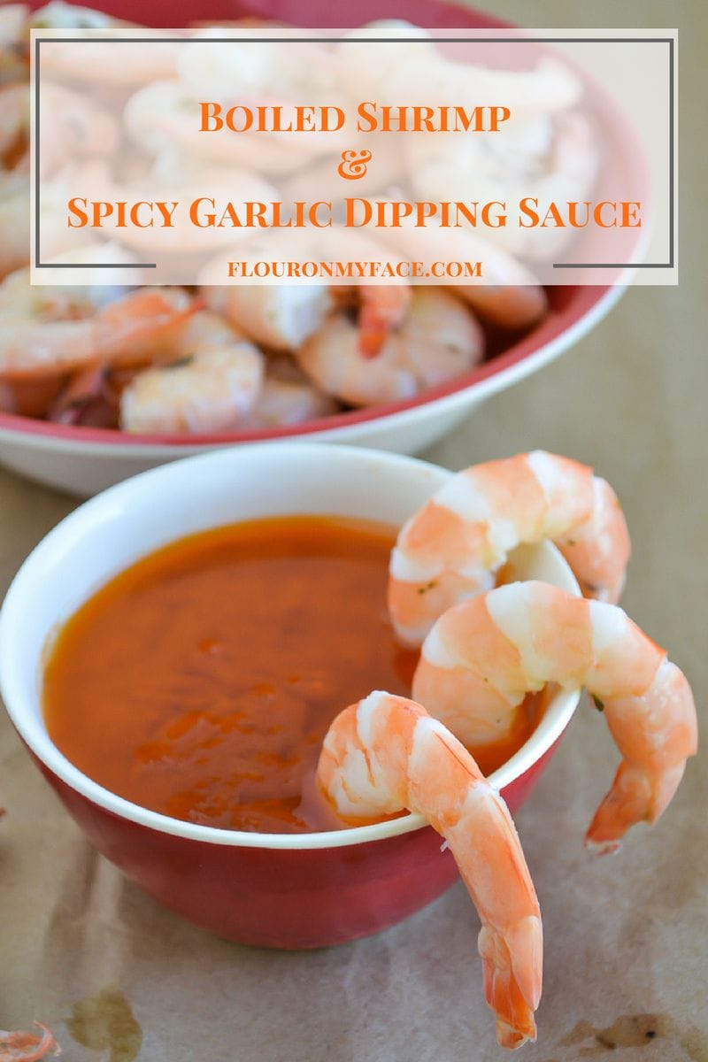 Boiled Shrimp and Spicy Garlic Dipping Sauce via flouronmyface.com best way to eat fresh Florida Gulf Pink Shrimp