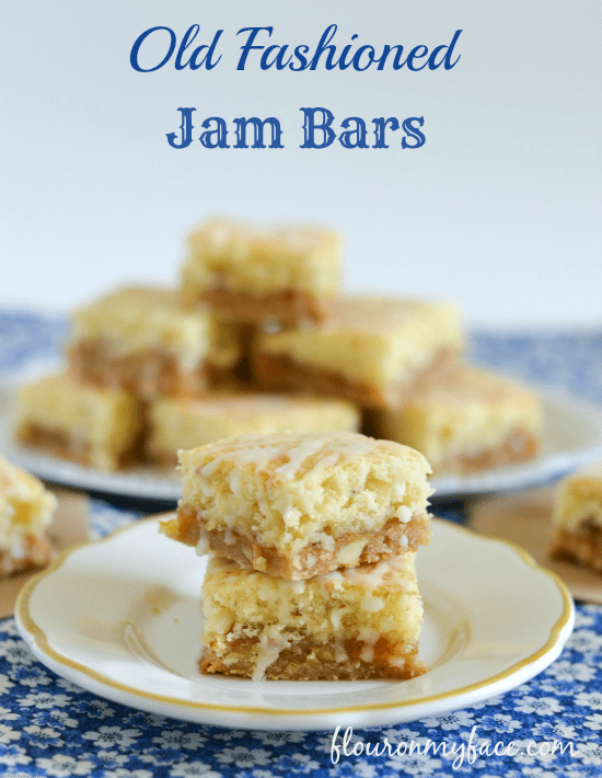 old fashion jam bars, cake bars, jam bar recipe, peach almond jam bars recipe