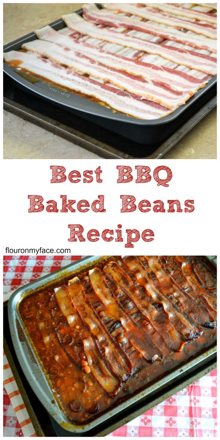 Best BBQ Baked Beans recipe you will ever make. They will be coming back for more everytime via flouronmyface.com