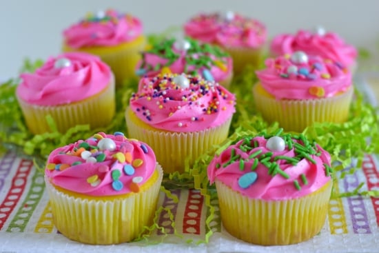 Easter Cupcakes, Easter Cupcake Ideas, Neon Yellow Funfetti, Funfetti Surprise Cupcakes