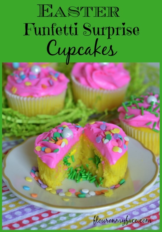 Easter Cupcake Ideas, Easy Easter Cupcakes, surprise Funfetti cupcakes, lemon cupcakes