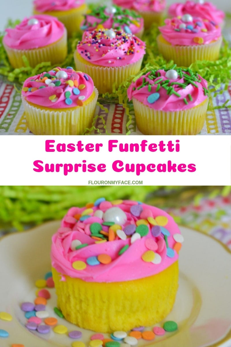 Easter Cupcakes Funfetti Surprise filled with sprinkles