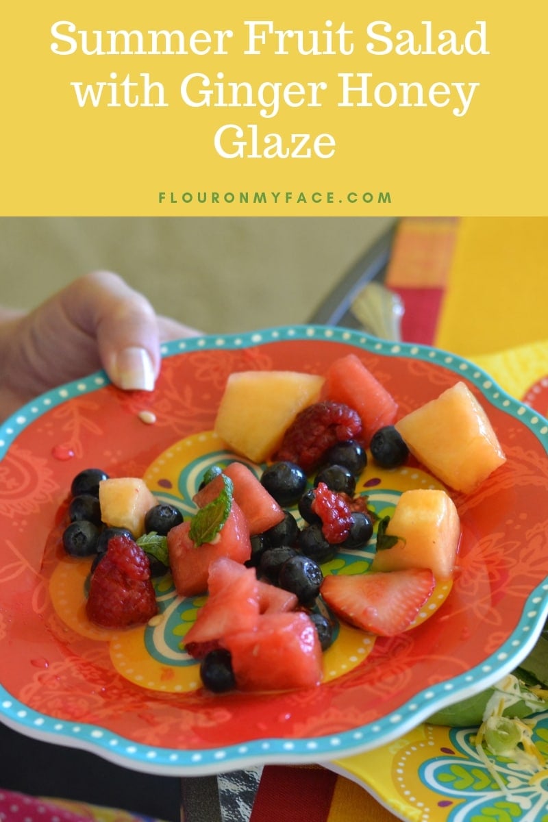Plate with a serving of summer fruit salad
