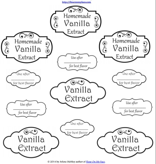 free homemade vanilla labels, free vanilla extract printable