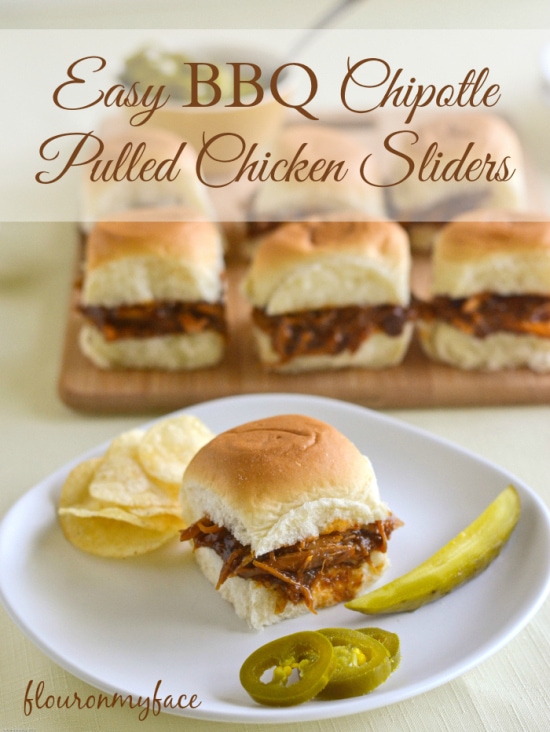 Easy BBQ Chipotle Pulled Chicken Sliders, tailgaitn recipes, easy chicken sliders, chipotle chicken