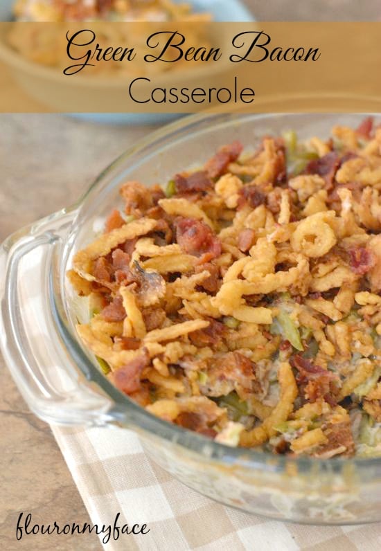 Green Bean Bacon Casserole recipe is a perfect holiday side dish recipe via flouronmyface.com