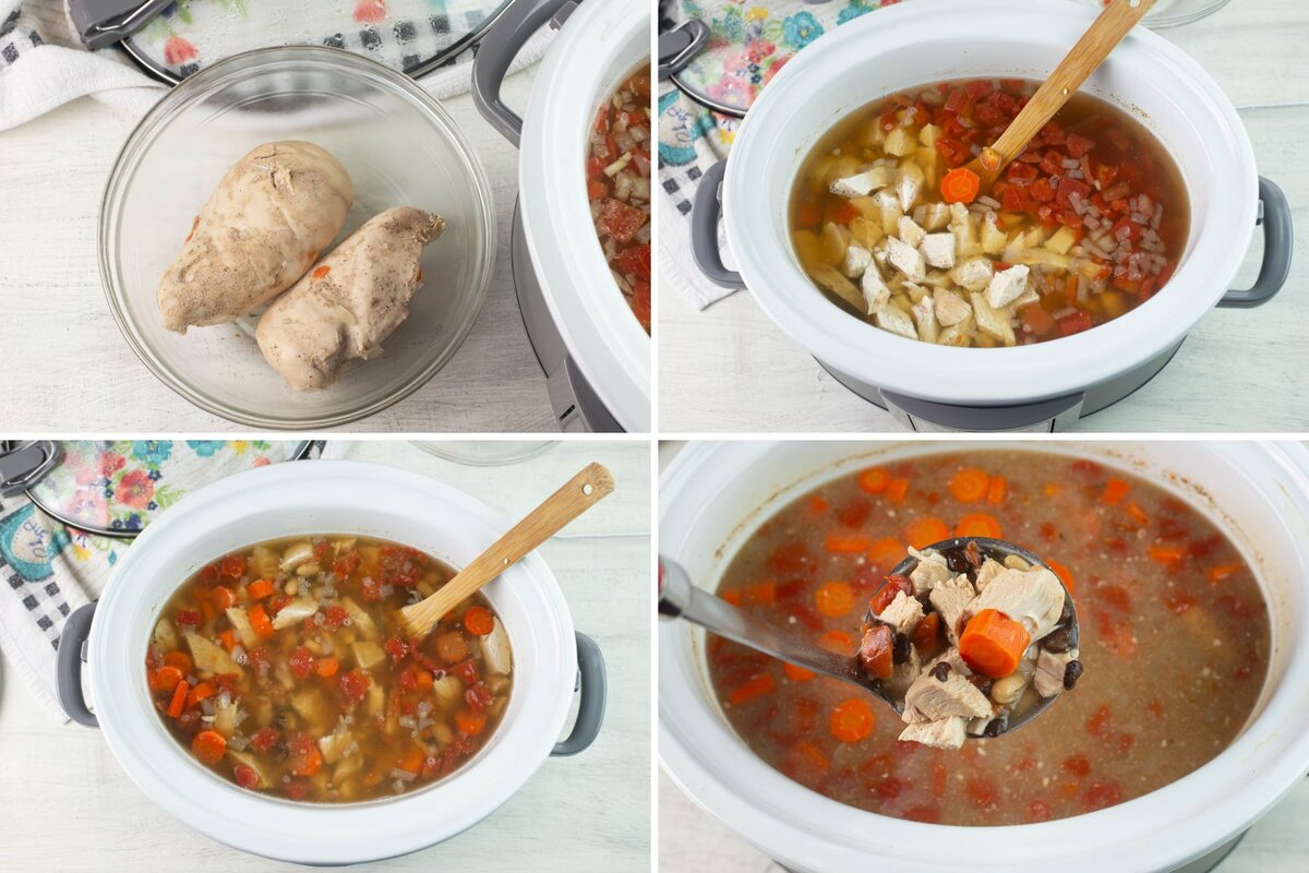 Step by step photos of making chicken soup.