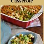 Old Fashioned Broccoli Casserole recipe red casserole dish on the table