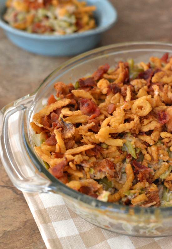 Holiday side dish recipe, green bean casserole,