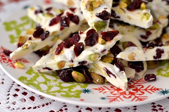 Homemade Christmas Bark, Pistachio Cranberry Bark, gifts from the kitchen, Homemade holiday bark