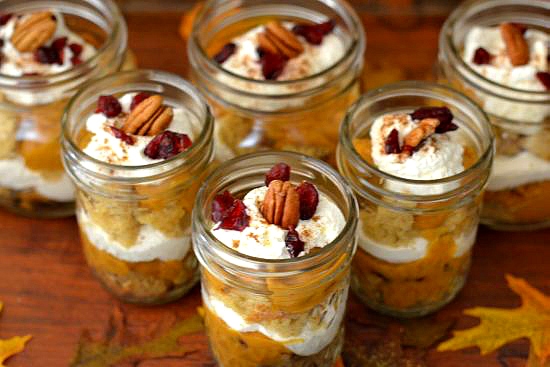 Pumpkin Trifle dessert in a jar recipe via flouronmyface.com