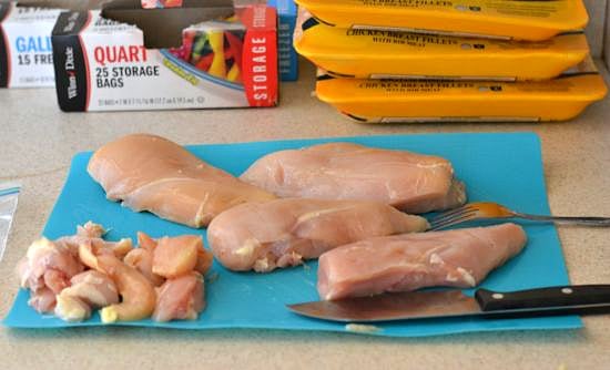 How to divide chicken breast and freeze in meal portions