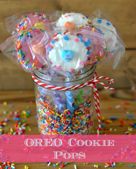 Valentine OREO Cookie Pops in a Mason Jar